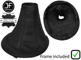 BLACK STITCH REAL BLACK LEATHER GEAR GAITER+PLASTIC FRAME FITS FIAT PANDA 03-12