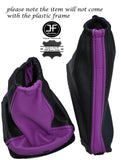 BLACK & PURPKE LEATHER GEAR & HANDBRAKE GAITERS FITS FORD FOCUS II 04-08