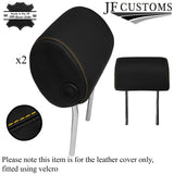 YELLOW STITCHING 2X FRONT HEADREST LEATHER COVERS FITS AUDI A3 8P 2004-2012