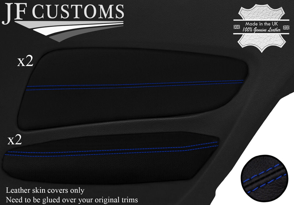 BLUE STITCH REAR DOOR TRIM ARMREST 4X LEATHER COVERS FOR BMW E82 COUPE 04-13