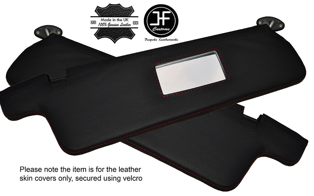 RED STITCH 2X SUN VISORS LEATHER COVERS FITS BMW E23 7 SERIES 1977-1986