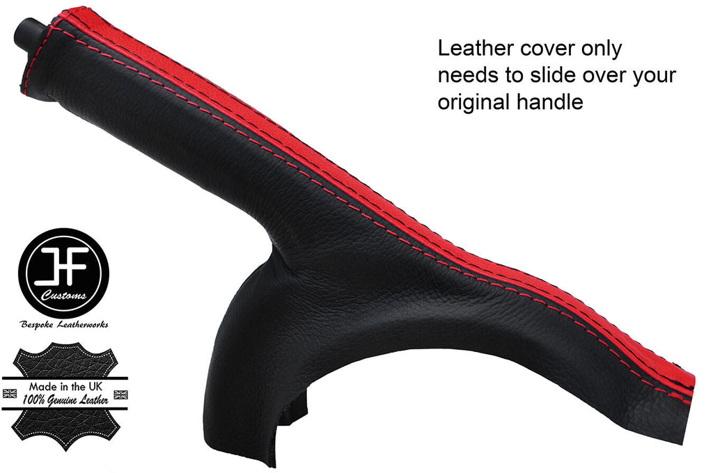 BLACK RED LTHR HANDBRAKE GAITER FOR TOYOTA AYGO CITROEN C1 PEUGEOT 108 14-16