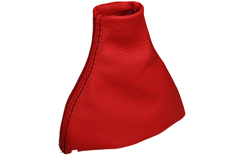 RED LEATHER BLACK STITCH GEAR GAITER FITS RENAULT CLIO 01-04 CUSTOM NEW