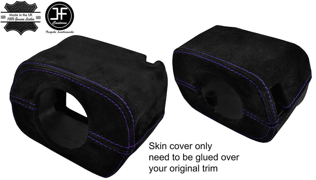 PURPLE STITCH STEERING SHROUD COLUMN SUEDE COVER FOR MAZDA MX5 MK1 MIATA 90-97
