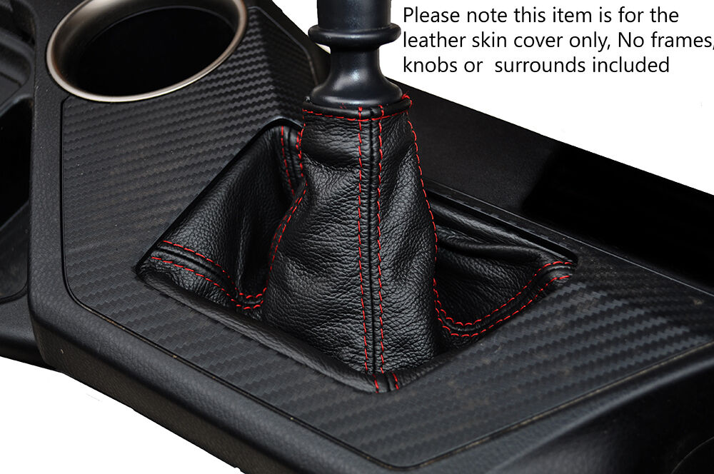 RED STITCHING MANUAL LEATHER GEAR GAITER FITS TOYOTA RAV 4 2012-2016 CUSTOM NEW