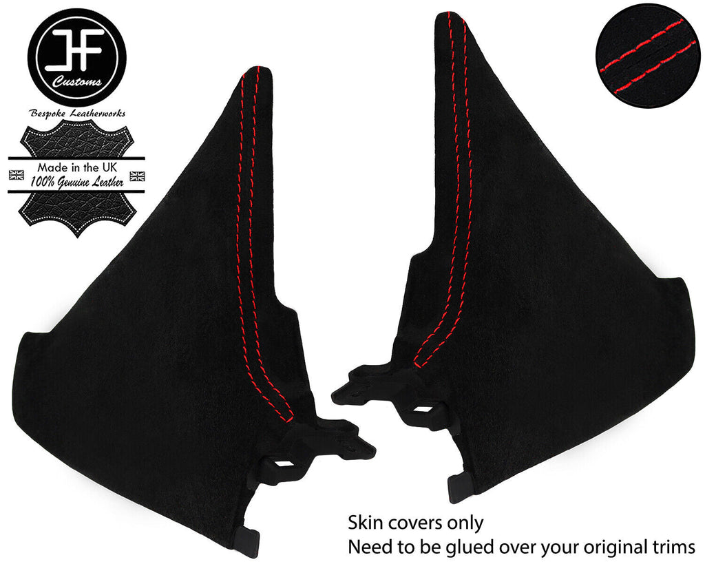 RED STITCH 2X TRIANGLE CONSOLE SIDE TRIM SUEDE COVER FOR MAZDA MX5 MK3 09-15