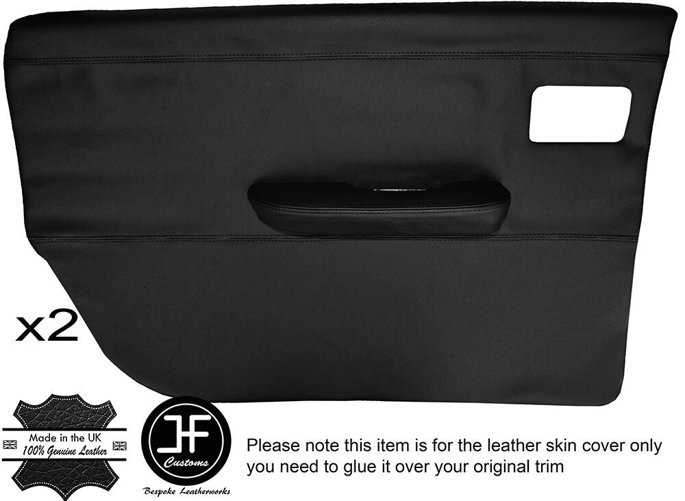 BLACK STITCH 2X REAR FULL DOOR CARD LEATHER COVERS FITS WOLSELEY SIX 6 SALOON