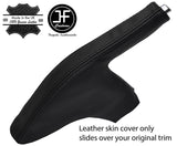 BLACK & BLACK LEATHER SLIM HANDBRAKE GAITER COVER FOR FORD FIESTA MK7 2008-2013