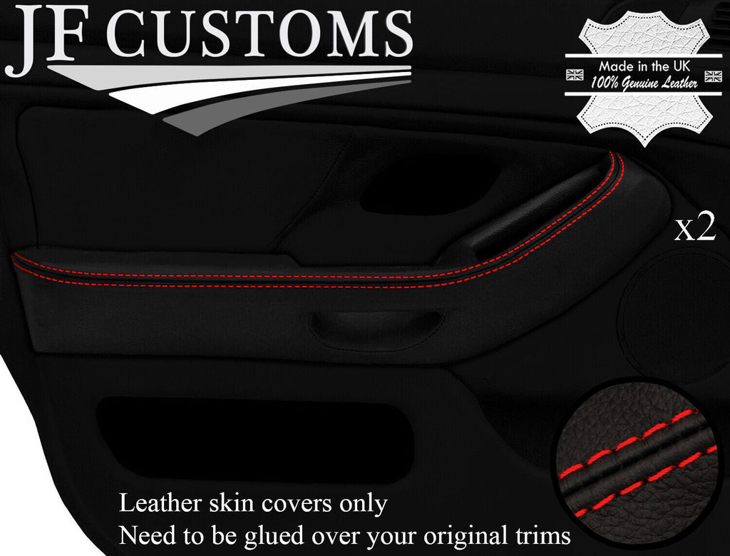 RED STITCH 2X FRONT DOOR HANDLE ARMREST LEATHER COVERS FOR BMW 5 E39 95-03
