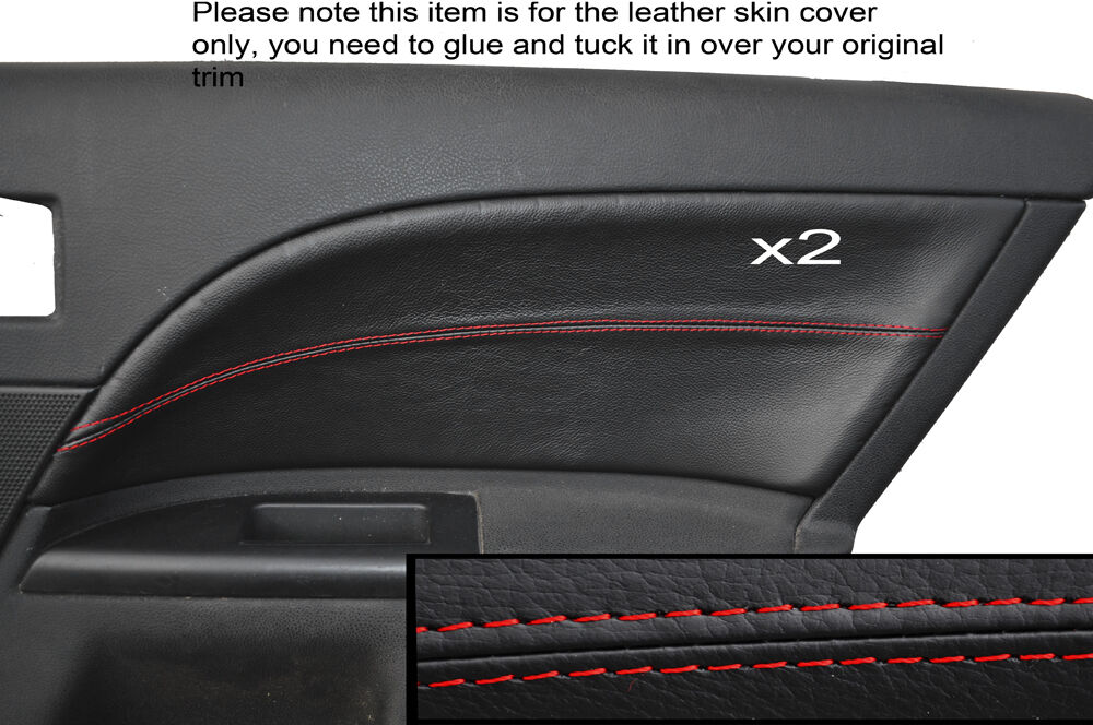 RED STITCH 2X REAR DOOR CARD TRIM SKIN COVERS FITS FORD MONDEO MK3 2001-2007