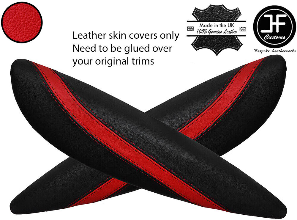 BLACK RED 2X PANTHERS DOOR ARMREST LEATHER COVERS FOR MINI R59 ROADSTER 11-15