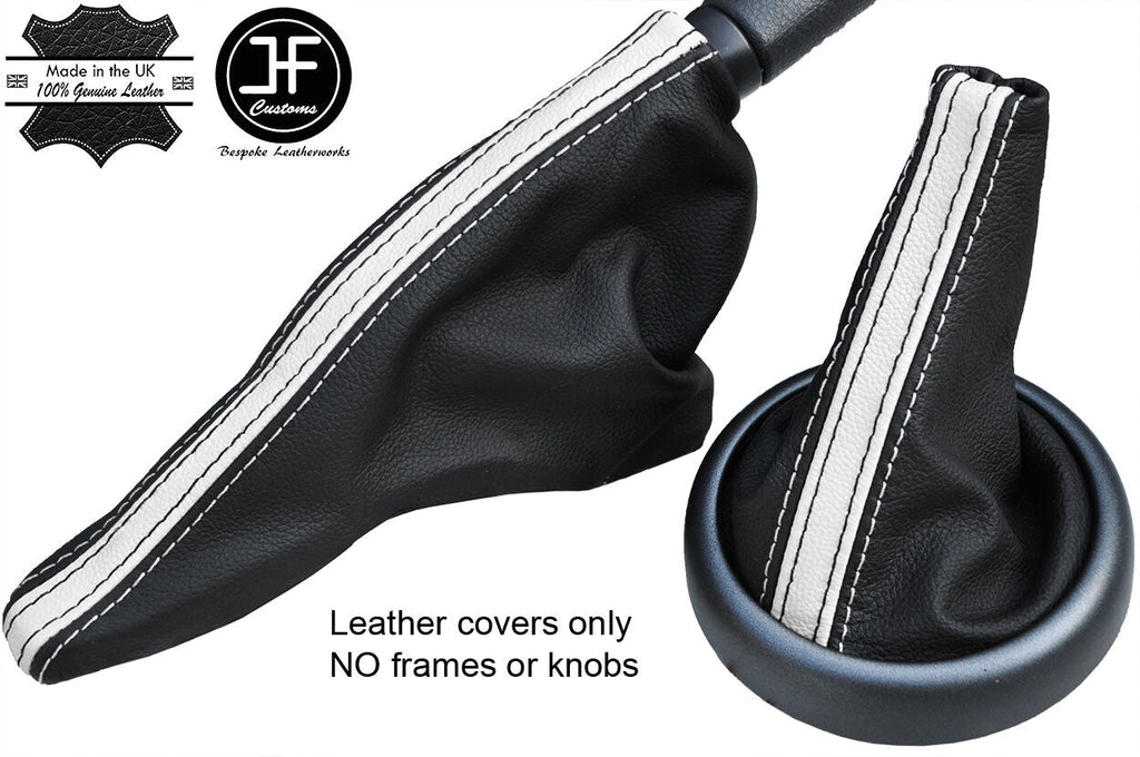BLACK WHITE STRIPE TOP GRAIN LEATHER GAITER SET FOR BMW MINI R50 R52 R53 01-06