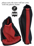 BLACK & RED LEATHER GEAR & HANDBRAKE GAITERS FITS FORD FOCUS II 04-08 CUSTOM NEW