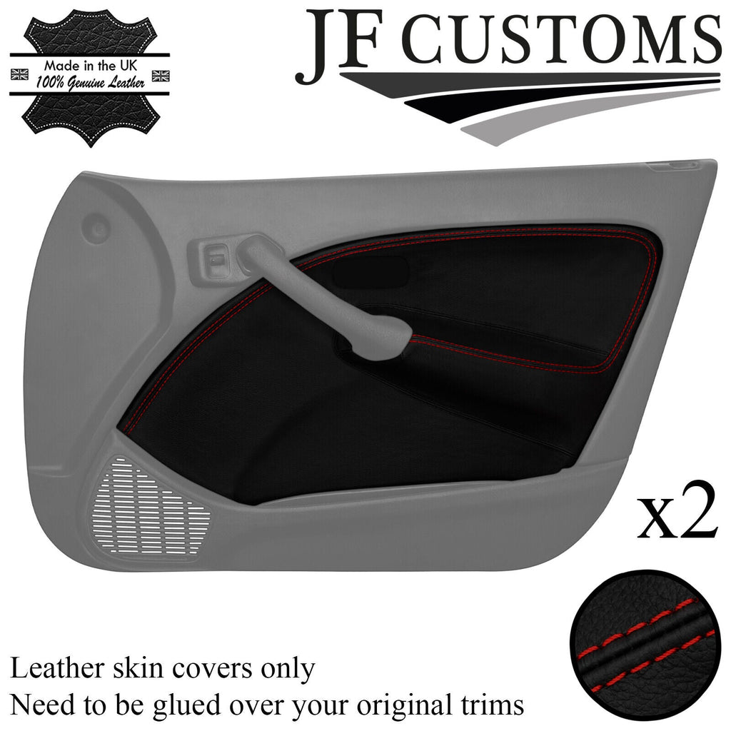 D RED STITCH LEATHER 2X FRONT DOOR CARD TRIM COVER FOR ROVER 45 MG ZS 99-05