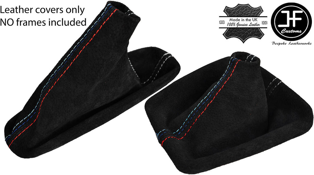 GREY & TRI STITCH SUEDE GEAR & HANDBRAKE GAITER FOR BMW E36 E46 91-05 CUSTOM NEW