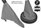 GREY TOP GRAIN LEATHER GEAR & HANDBRAKE GAITER FITS BMW MINI R50 R52 R53 01-06
