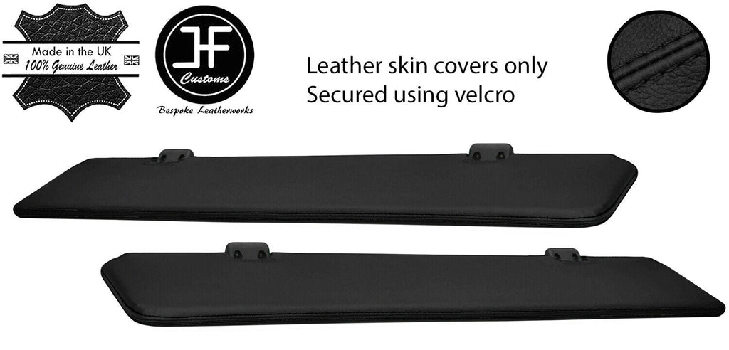 BLACK STITCH 2X SUN VISORS REAL LEATHER COVERS FOR SCANIA P-SERIES 2004-2019