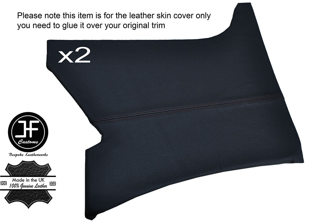 BLACK STITCH 2X SIDE PILLAR TRIM LEATHER COVERS FITS FORD CORTINA MK3 MK4 MK5