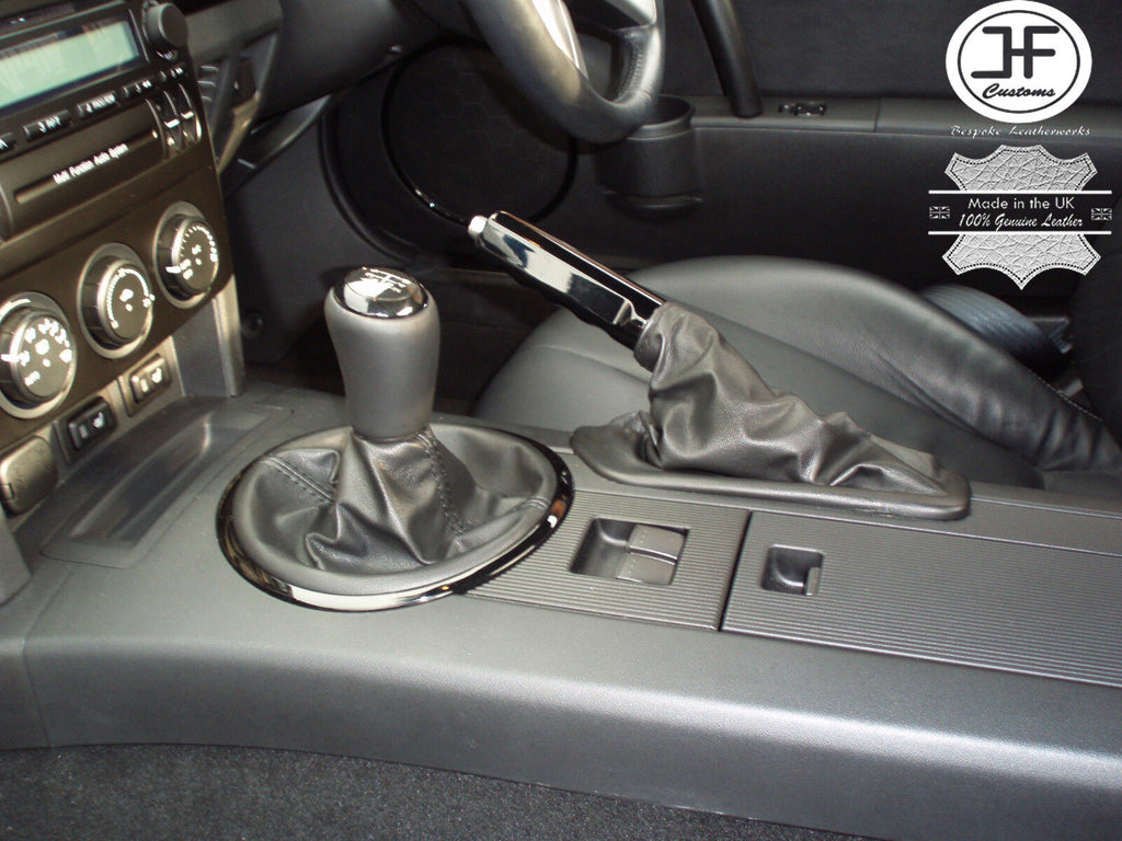 FOR MAZDA MX5 MK3 NC 2005-2012 GENUINE LEATHER GEAR HANDBRAKE GAITER SET