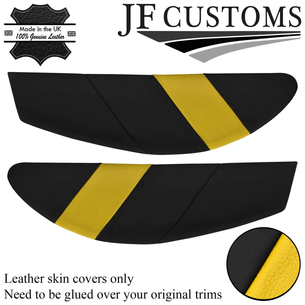 YELLOW & BLACK LEATHER 2X DOOR CARD TRIM INSERT COVERS FITS LOTUS ELAN M100 JF1