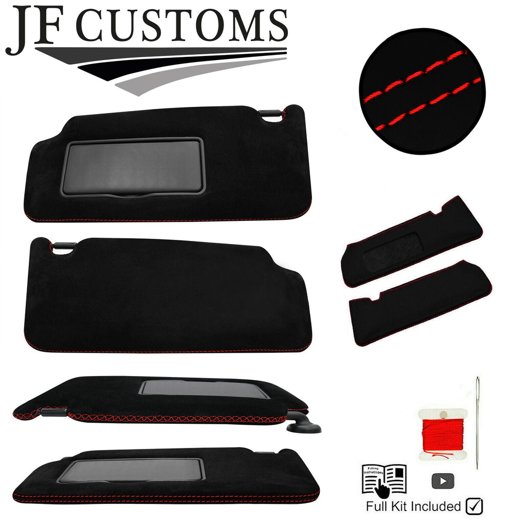RED CROSS STITCH SUEDE 2X SUN VISOR COVERS FITS HONDA CIVIC MK10 X 2015-2020