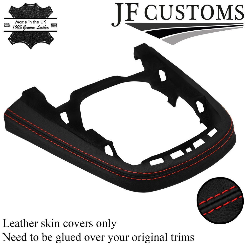 RED STITCH LEATHER CONSOLE GEAR SURROUND TRIM COVER FOR FORD FIESTA MK6 13-17