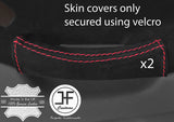 RED STITCH 2X FRONT DOOR HANDLE SUEDE COVERS FOR BMW E36 SALOON TOURING 91-98