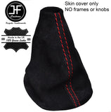 RED STITCH FITS CITROEN SAXO 1996-2004 BLACK PU SUEDE GEAR GAITER COVER