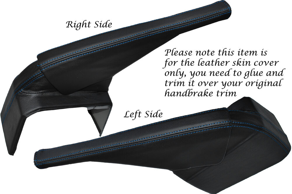 BLUE STITCH HANDBRAKE & BOTTOM BASE LEATHER SKIN COVERS FITS VW T5 TRANSPORTER