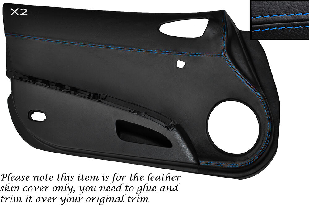 BLUE STITCHING 2X DOOR CARD LEATHER SKIN COVERS FITS NISSAN 350Z 2002-2005