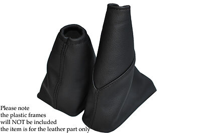 BLACK STITCHING FITS FORD FOCUS MK2 2005-2008 LEATHER GEAR+HANDBRAKE GAITERS SET