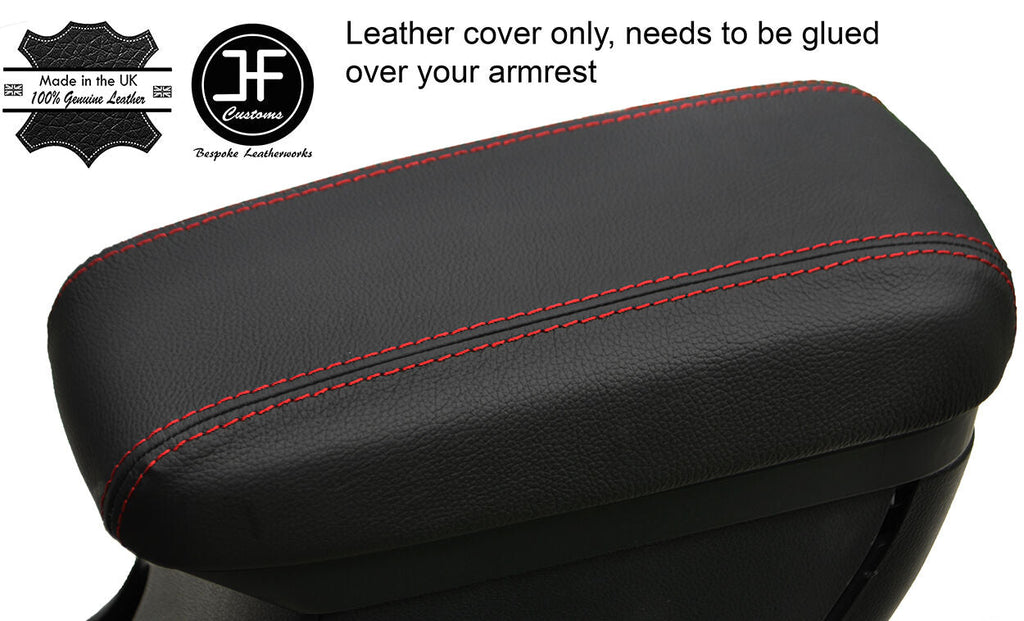 RED STITCHING ARMREST LID REAL LEATHER COVER FITS KIA RIO MK3 2012-2017
