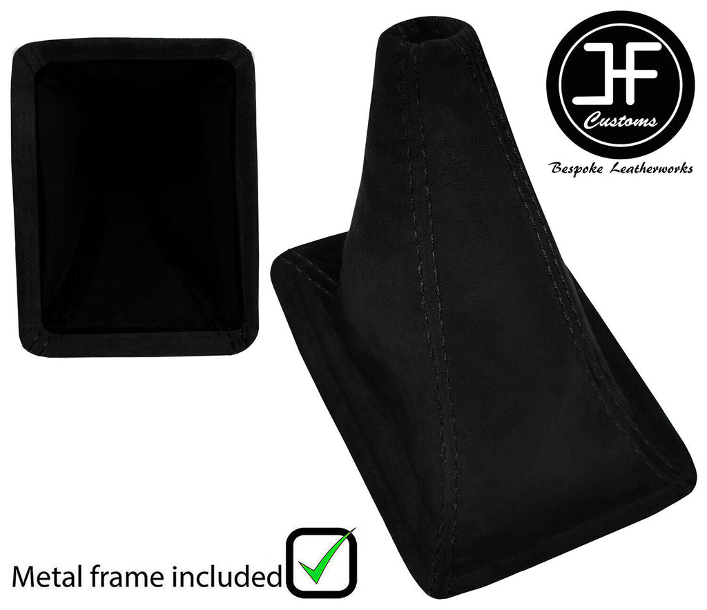 BLACK STITCH LUXE SUEDE GEAR GAITER+METAL FRAME FOR TOYOTA CELICA 1985-1989