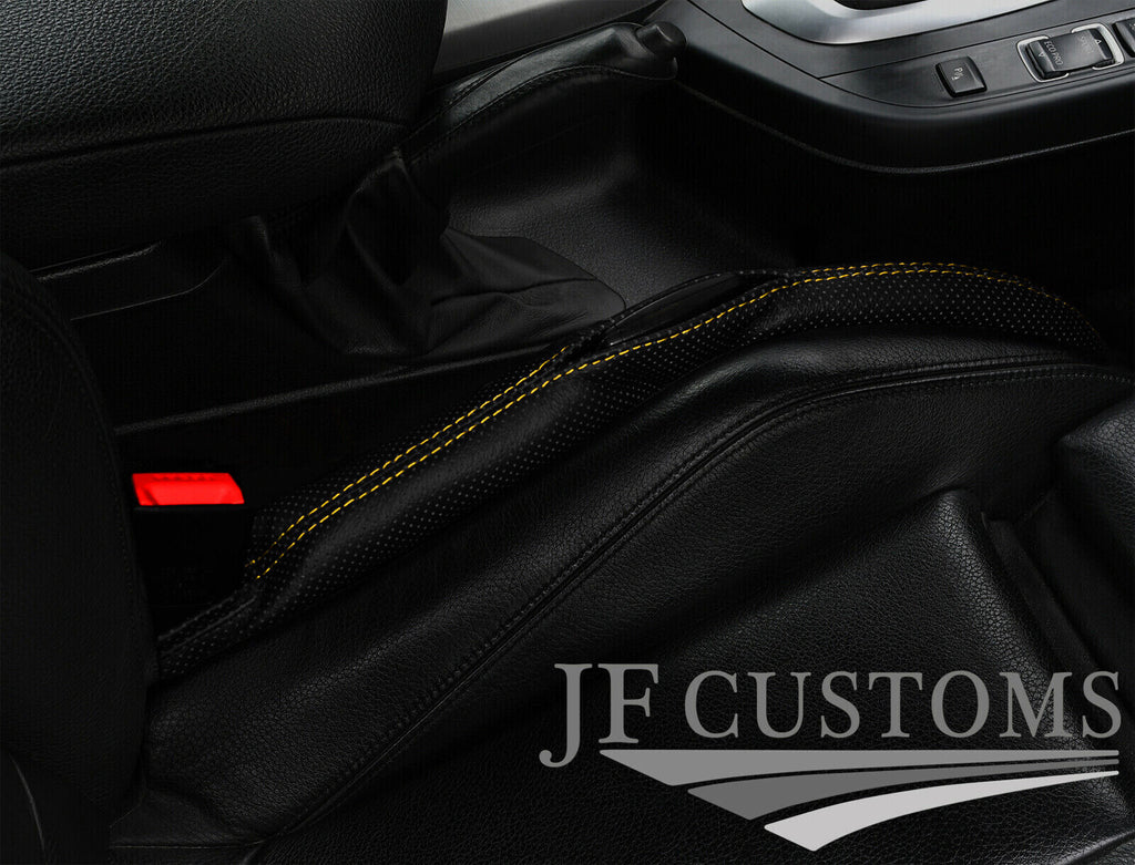 YELLOW RED STITCH PERFORATED LEATHER 2X CAR KEY HOLDER FITS VW GOLF MK5 V 03-09