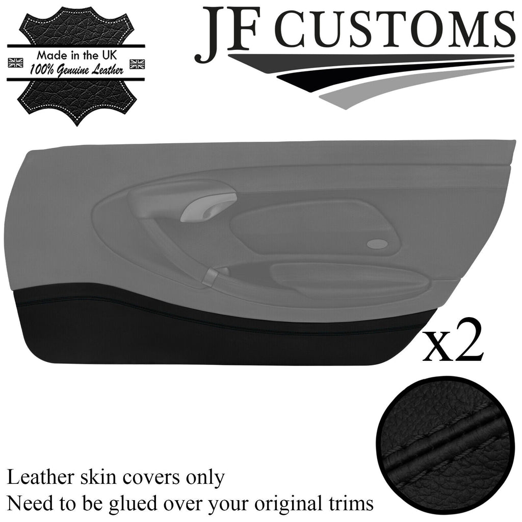 BLACK STITCH LEATHER 2X BOTTOM DOOR CARD COVER FOR PORSCHE BOXSTER 986 96-04 JF1