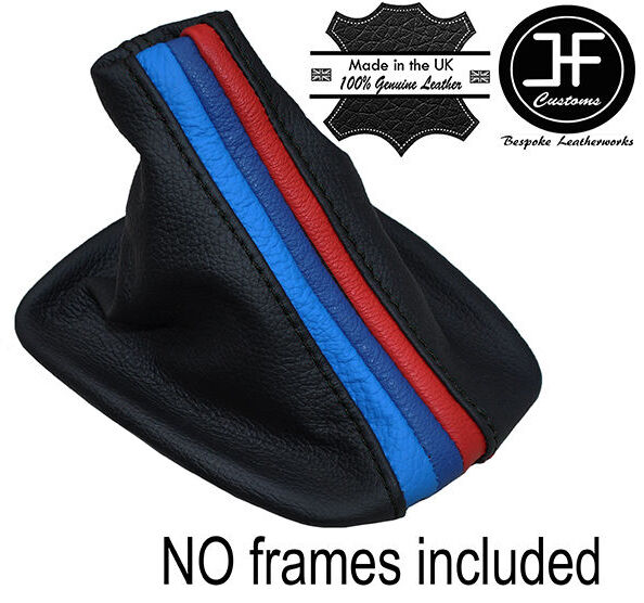 LONG TRI STRIPES BLACK STITCH LEATHER GEAR GAITER FITS BMW F10 F11 10-16