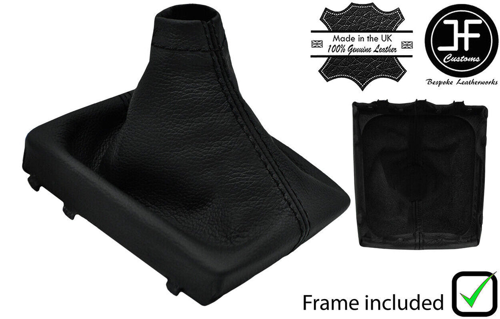 BLACK STITCH LEATHER GEAR GAITER + PLASTIC FRAME FOR SUBARU IMPREZA WRX 15-19