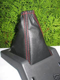 RED STITCHING FITS PEUGEOT 205 & GTI GEAR GAITER GENUINE BLACK LEATHER NEW
