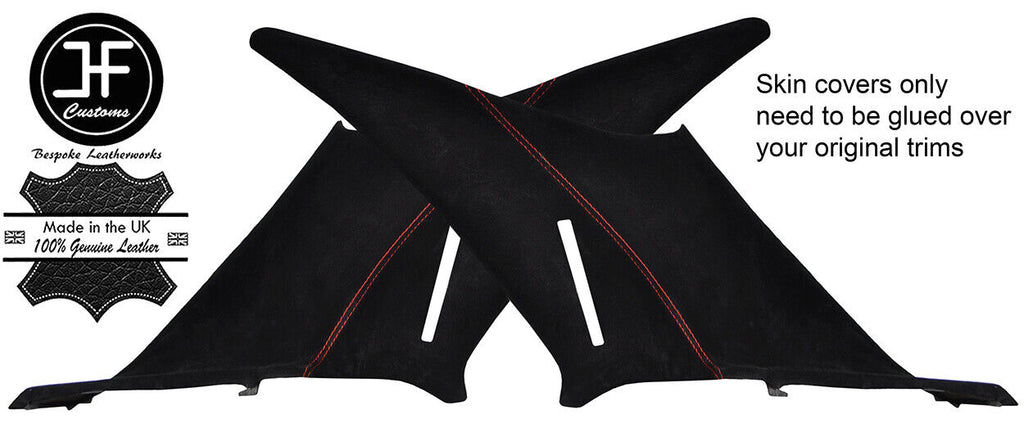 RED STITCH 2X REAR QUARTER PANEL SUEDE COVERS FITS MERCEDES W202 C CLASS