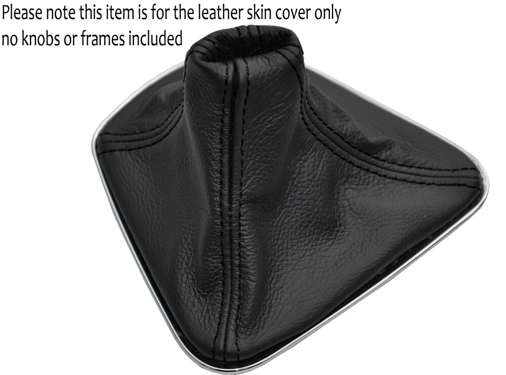 BLACK STITCHING LEATHER MANUAL GEAR GAITER FITS LANCIA YPSILON 2011-2015