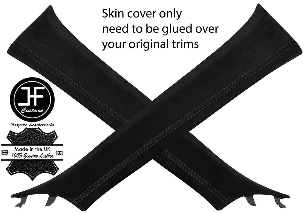 BLACK STITCH 2X A POST PILLAR SUEDE COVERS FOR TOYOTA GT86 SUBARU BRZ 12-18