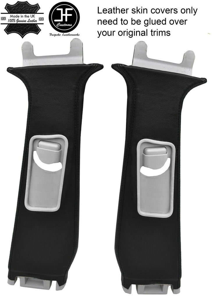 BLACK STITCH 2X UPPER B POST PILLAR LEATHER COVERS FOR RANGE ROVER SPORT 05-13