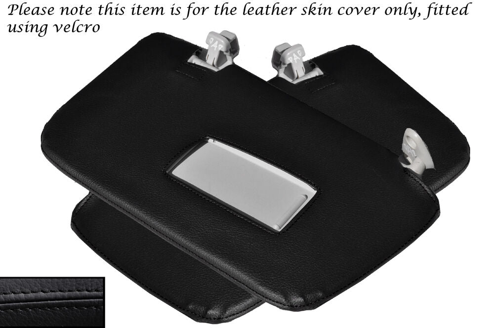 BLACK STITCH 2X SUN VISORS LEATHER COVERS FITS SUBARU IMPREZA WRX STI 2008-2013