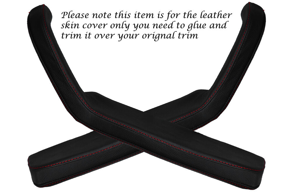 RED STITCH 2X DOOR HANDLE ARMREST SKIN COVERS FITS VW GOLF MK1 JETTA CADDY