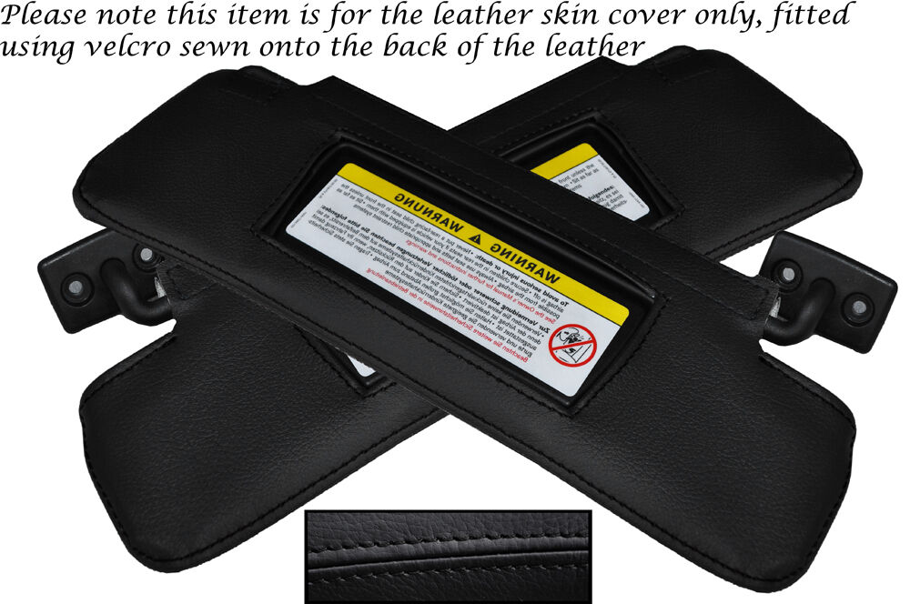 BLACK STITCHING 2X SUN VISORS LEATHER SKIN COVERS FITS MERCEDES SLK R171 04-11