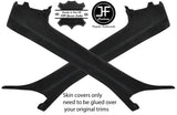 BLACK STITCH 2X A PILLAR SUEDE COVERS FITS AUDI A4 B6 B7 CABRIO 02-09 STYLE 2