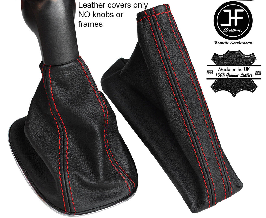 RED STITCH TOP GRAIN LEATHER GEAR HANDBRAKE GAITER FOR VAUXHALL CORSA D 06-14