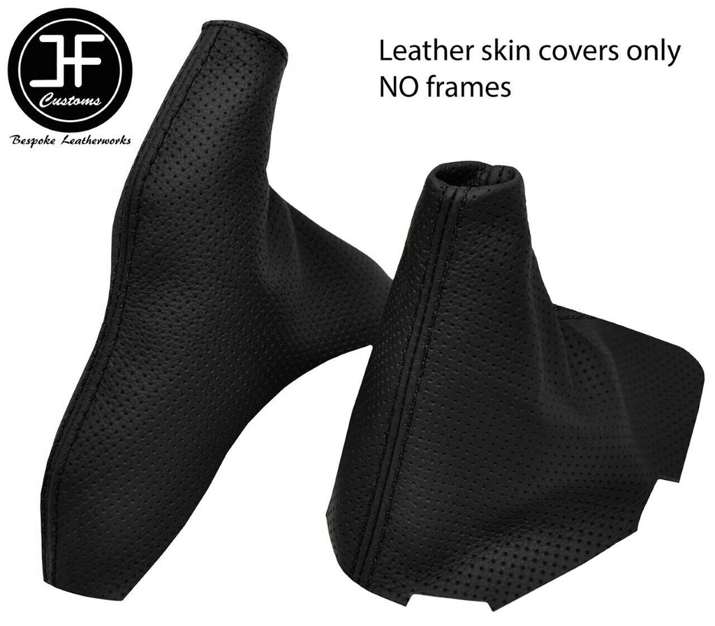 BLACK STITCH PERFORATE LEATHER GEAR-HANDBRAKE GAITER FOR HONDA CIVIC MK9 12-15