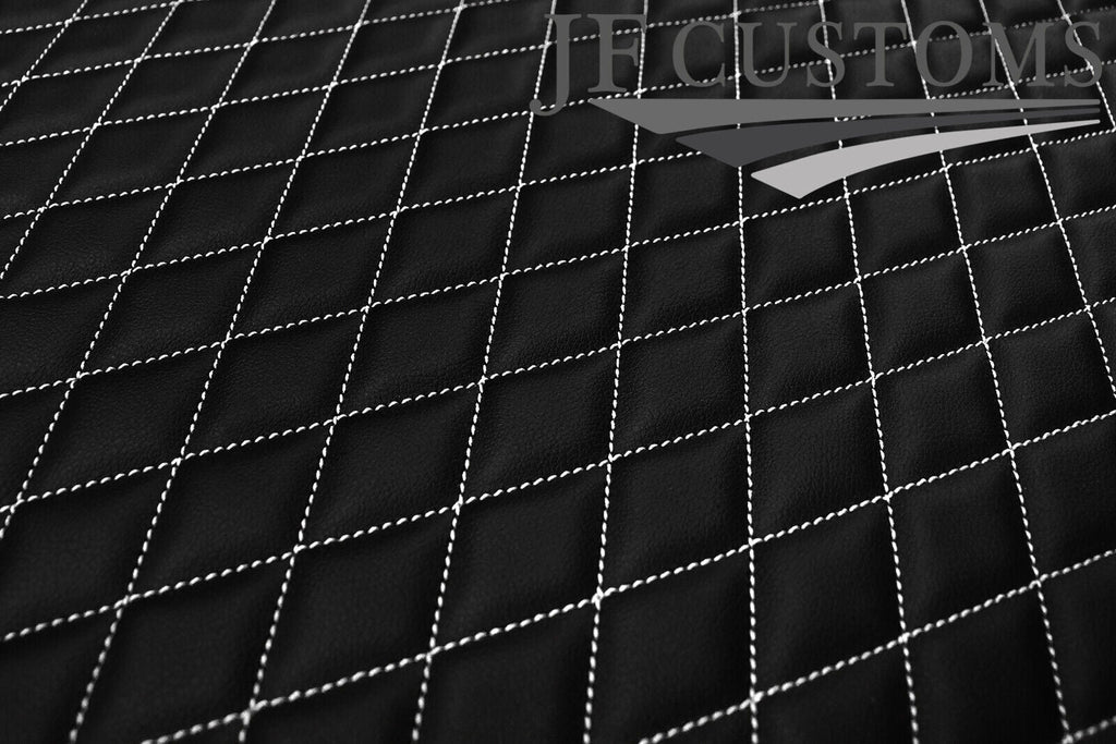 WHITE DIAMOND STITCH QUILTED VINYL PADDED PANEL LUXURY PREMIUM 125CM X 85CM