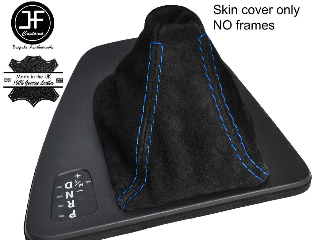 BLUE STITCH AUTOMATIC AUTO REAL SUEDE GEAR GAITER FITS BMW 3 E90 E91 E92 E93